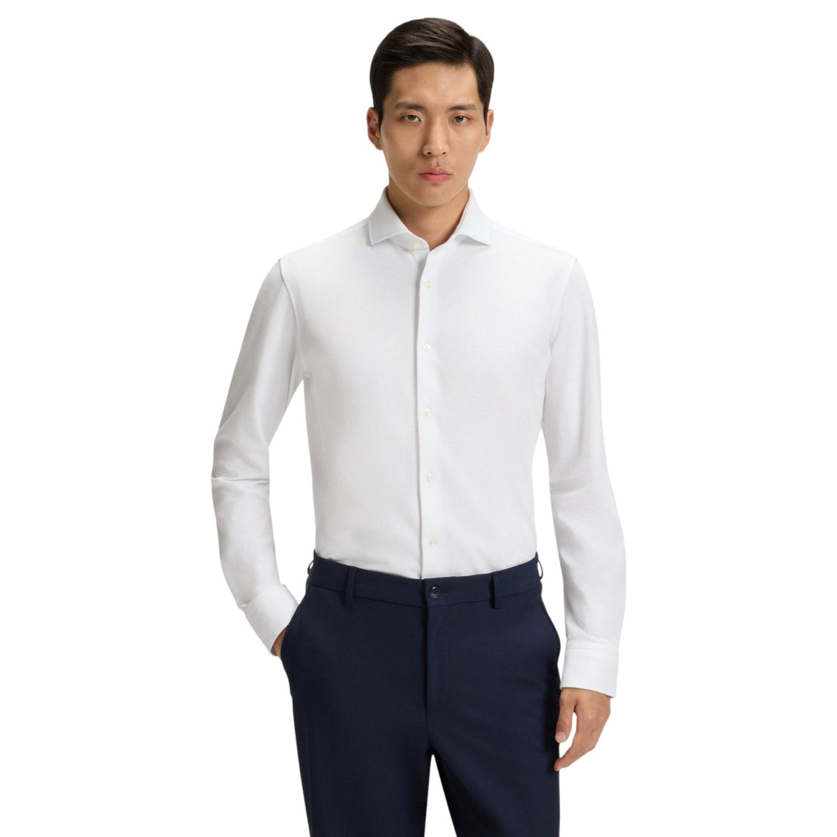 BOSS-Slim-Fit Shirt In Cotton-Piqué Jersey