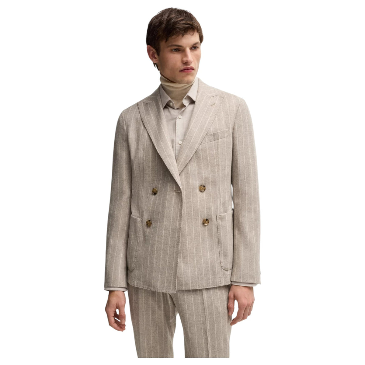 Boss Slim-fit suit in striped wool 50528161 275 Beige