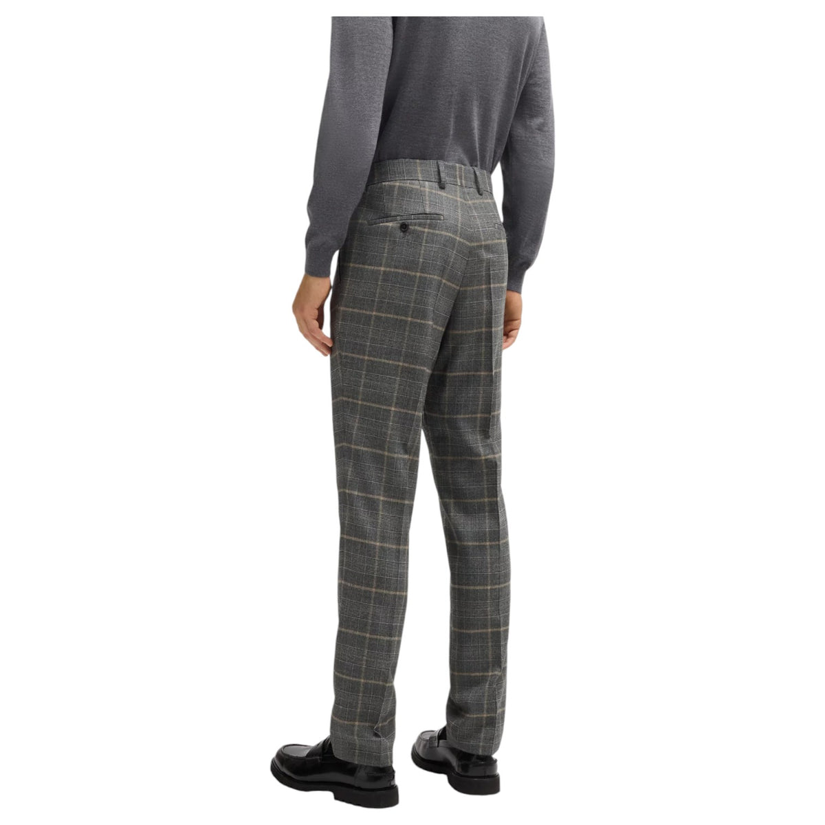 Boss Slim-fit suit in checked stretch wool 50528162 072 Gray