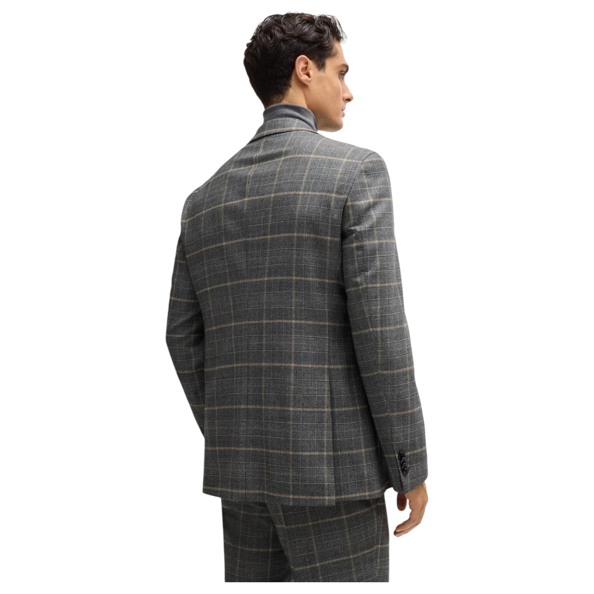 Boss Slim-fit suit in checked stretch wool 50528162 072 Gray
