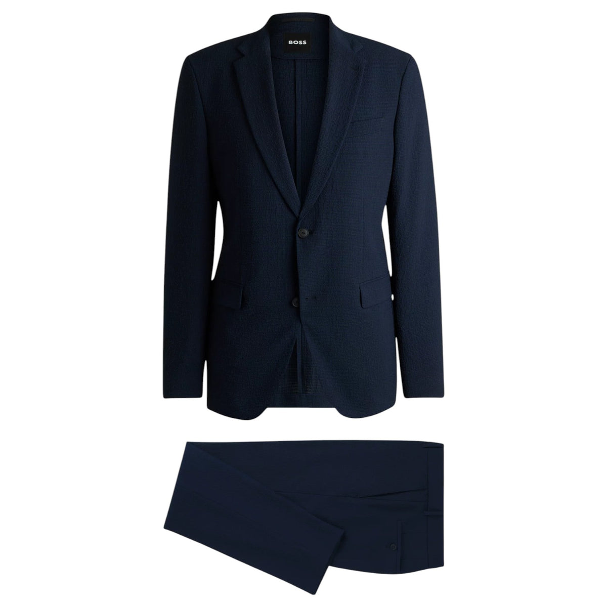 BOSS Two-piece suit in performance-stretch seersucker In Navy 50540771 404