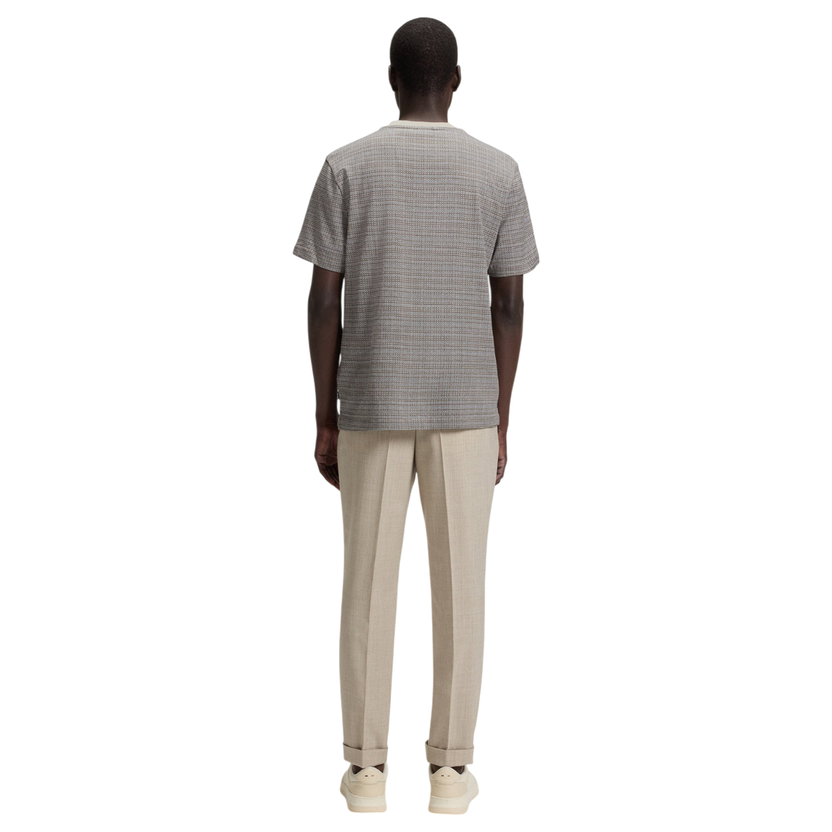 Hugo Boss Grid-Pattern T-shirt In Mercerised Cotton 50543401