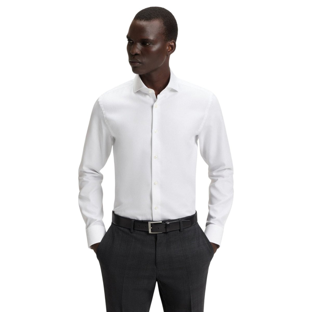 Hugo Boss Slim-fit shirt in Italian-made structured cotton 50545157