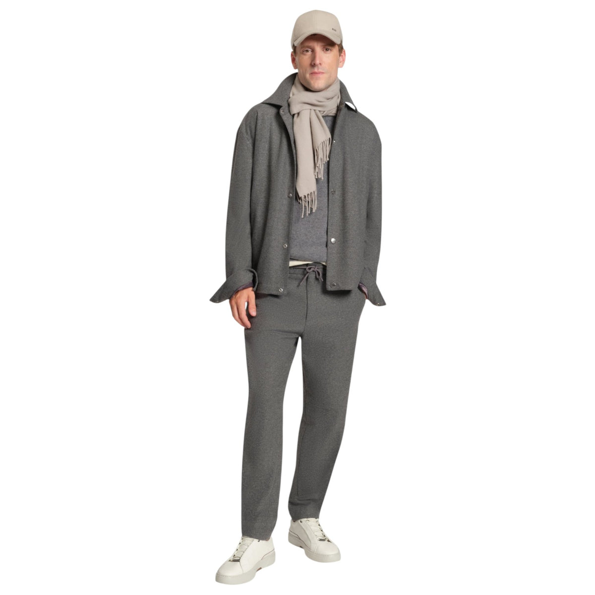 Boss Brushed Tapered-Fit Trousers In Stretch Flannel