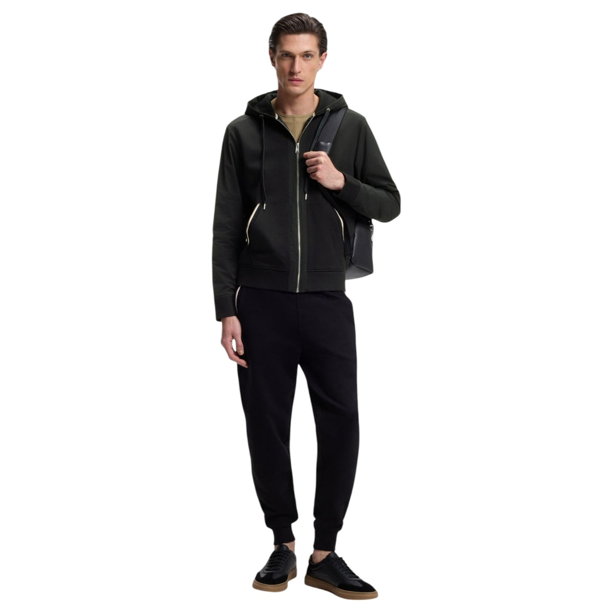 BOSS Cotton-Terry Zip-Up Hoodie/Pants Set With Signature-Stripe Trims