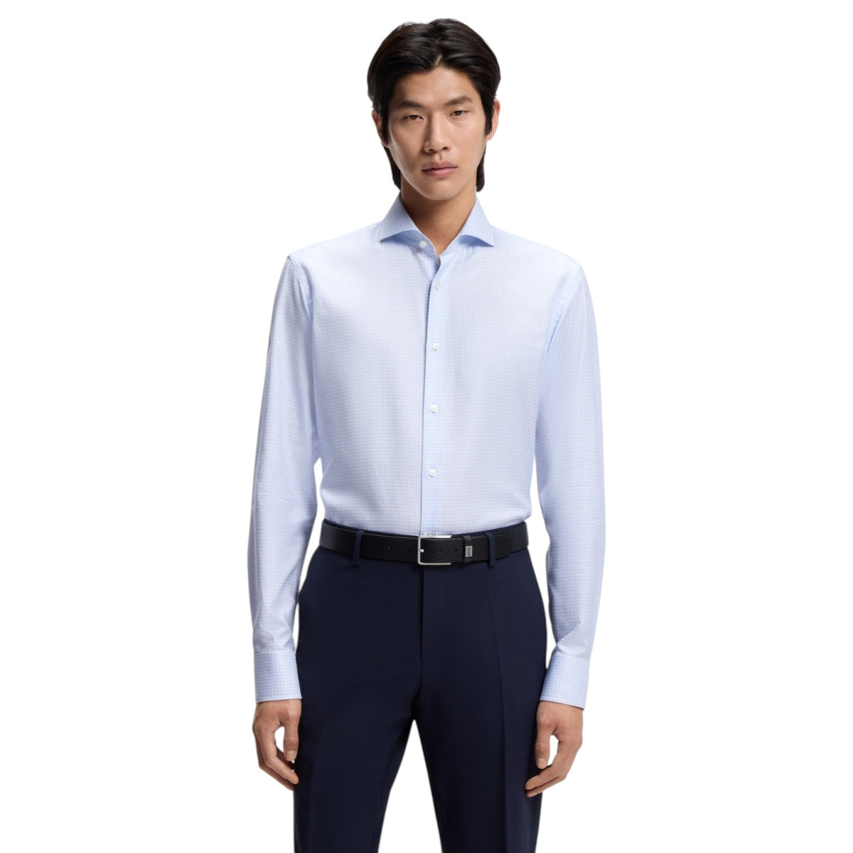 Boss Checked Regular-Fit Shirt in Italian-Made Cotton Twill