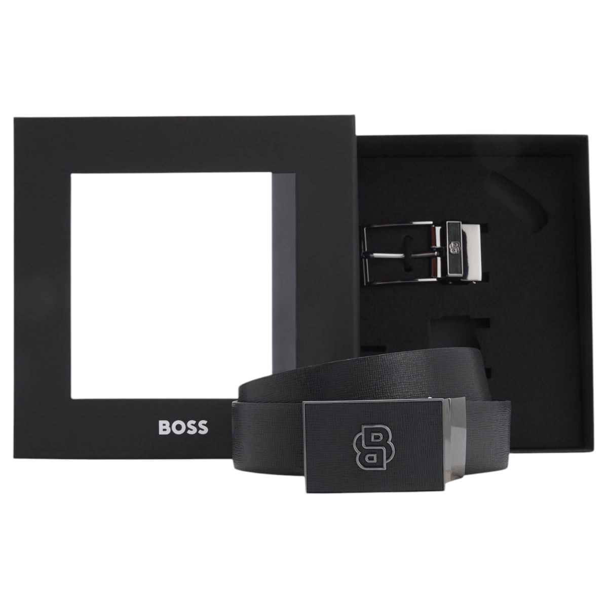BOSS Men's Reversible Italian Leather Belt with Interchangeable Buckles
