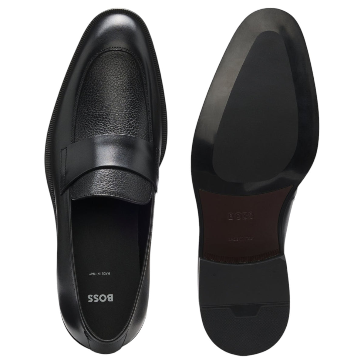 BOSS Leather Loafers With Plain Penny Trim 50560797-001