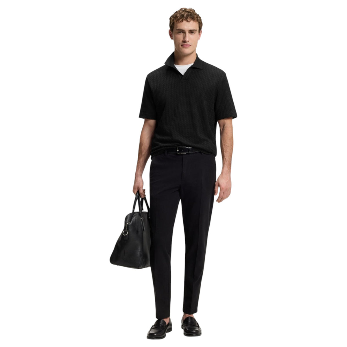 BOSS Jacquard-Pattern Polo Shirt With Johnny Collar 50561203