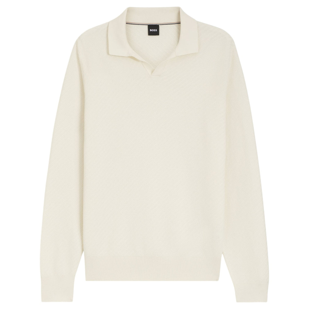 BOSS H-Lomarino Knitted Cotton Sweater with Johnny Collar