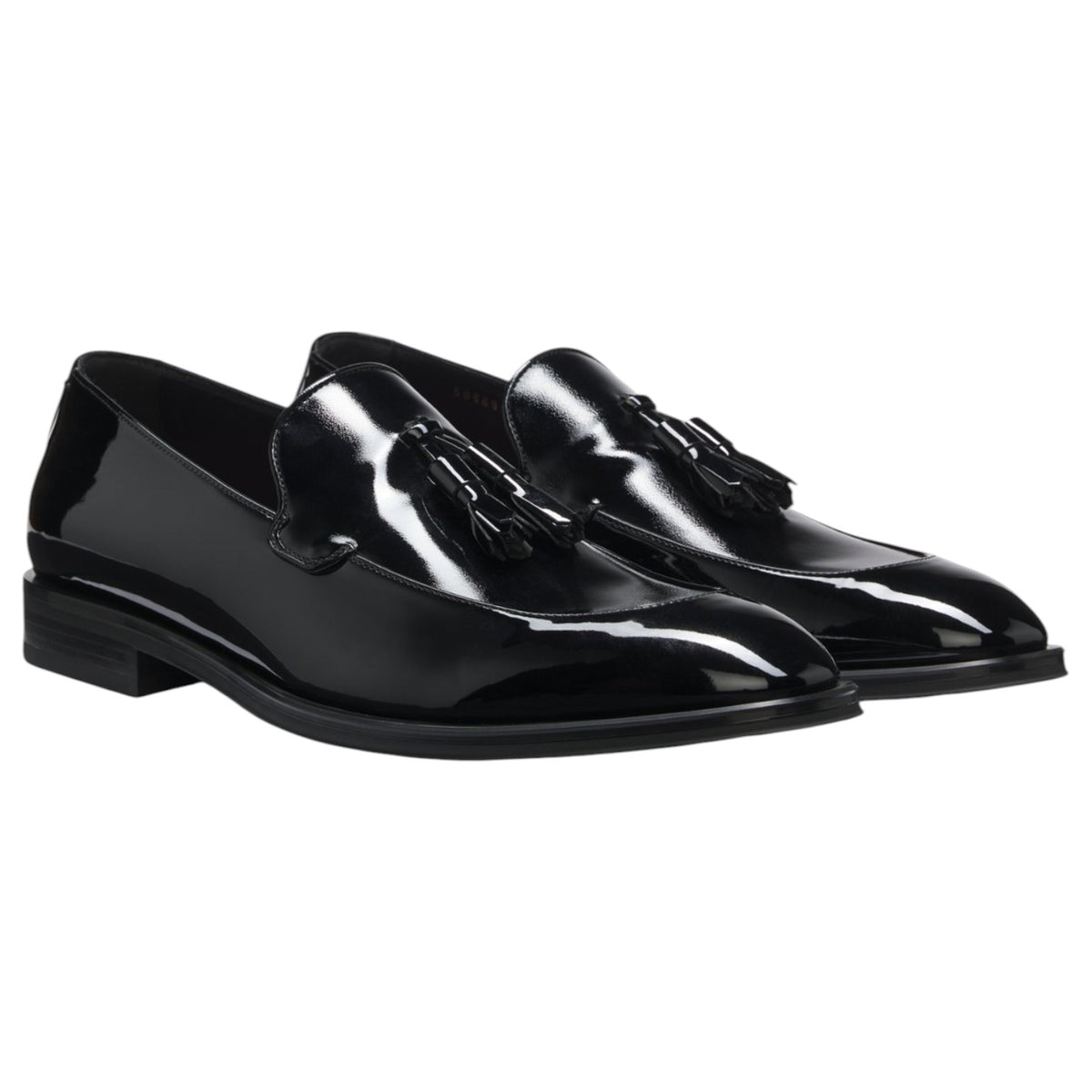 BOSS Men's Derrek Patent Tassel Tuxedo Loafers Black