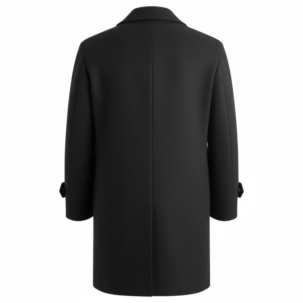 AIYIMEI Smash Men’s Concealed-Front Wool & Cashmere Coat – Black