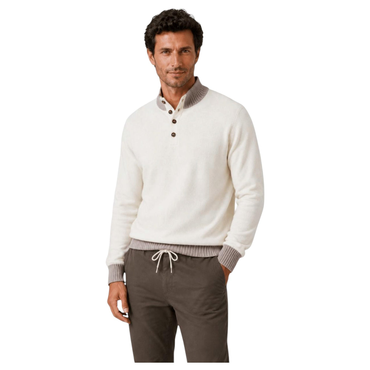 Garnet Tate Men’s Contrast-Trim Mock Neck Sweater 2622022