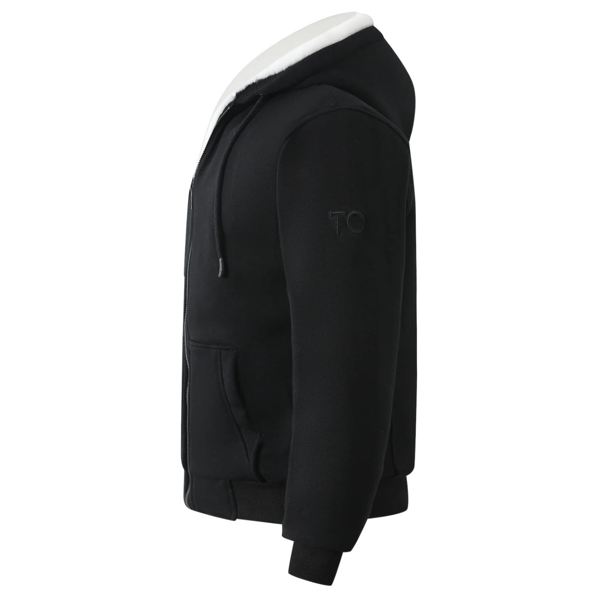 T.O Boy's Black Hoodie - Black Removable Fur HD-1B/W