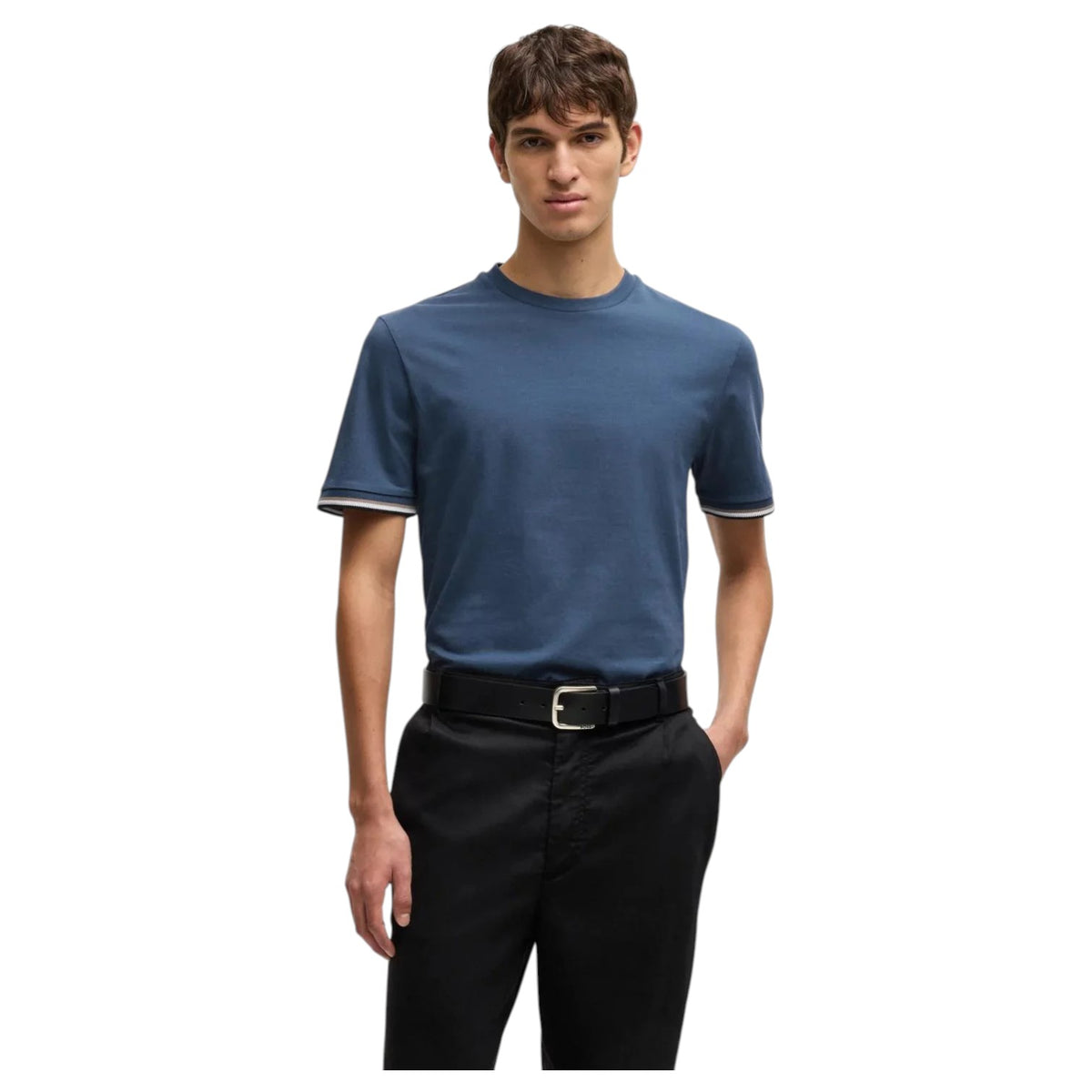 BOSS Cotton-Jersey T-Shirt With Signature-Stripe Cuffs 50501097-468
