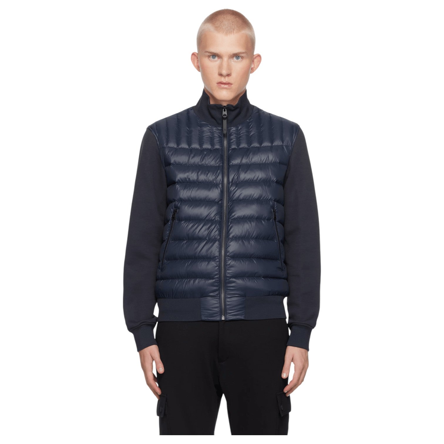 MEN'S NAVY CAMERON MIXED MEDIA FILLED JACKET