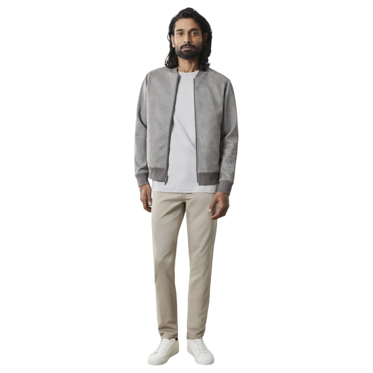 Robert Barakett Degas Baseball Collar Jacket In Tan RB41476 Grey