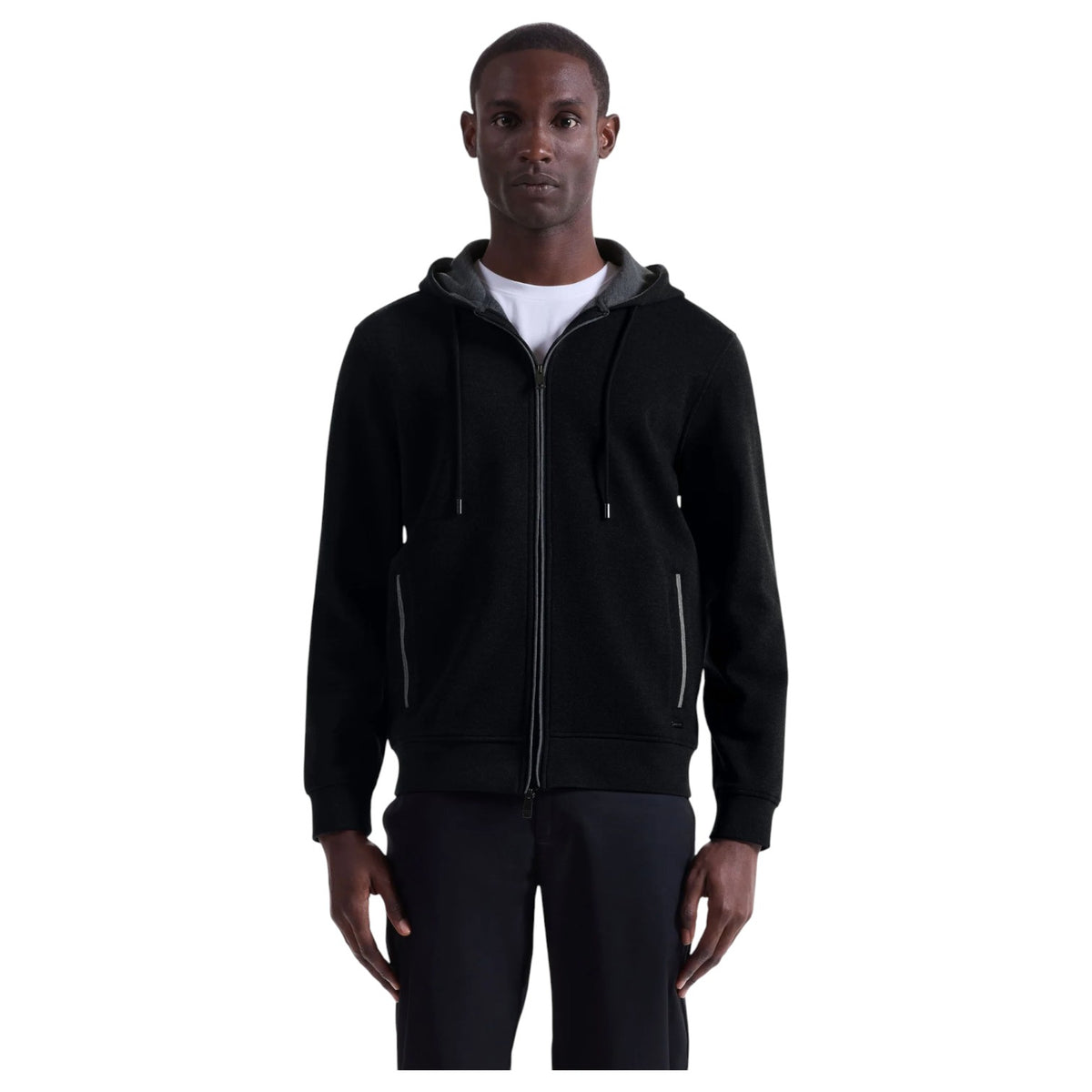 Bugatchi Heathered Pique Full Zip Hoodie HF2403K83