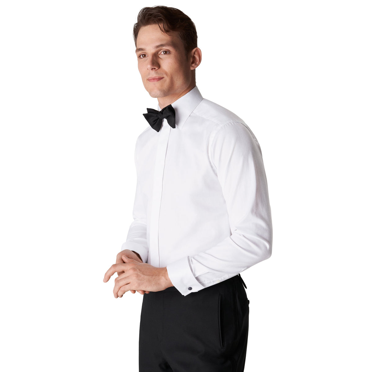 Eton Men's Slim Fit French Cuff White Stretch Twill Shirt 100003186 00
