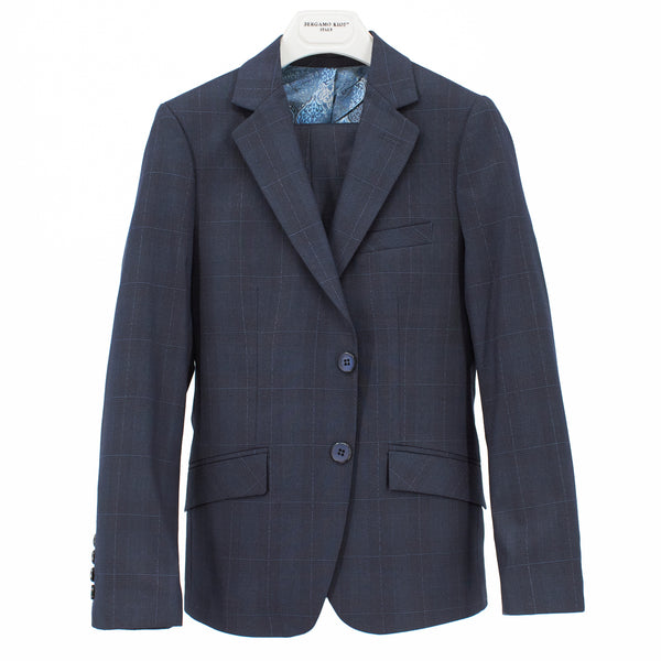 Bergamo Boys' Blue Windowpane Suit  151/22