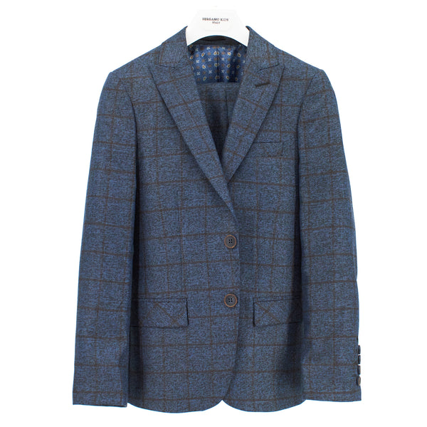 Bergamo Boy's Blue & Brown Windowpane Suit  302/22