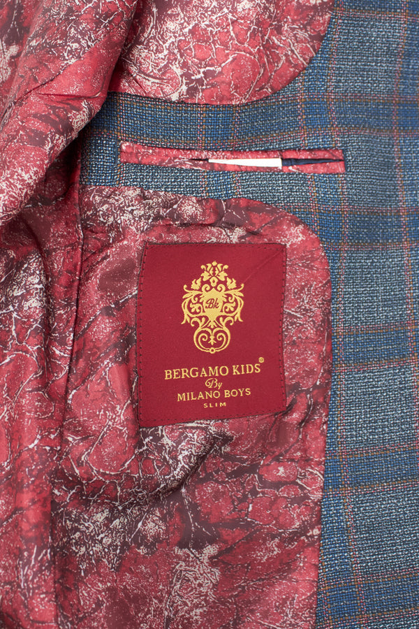 Bergamo Boys' Blue & Red Plaid Suit 310-22