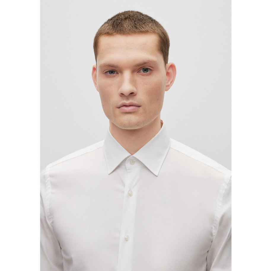 BOSS Men's Slim-Fit Shirt in Easy-Iron Stretch-Cotton Poplin in White 50469345-100