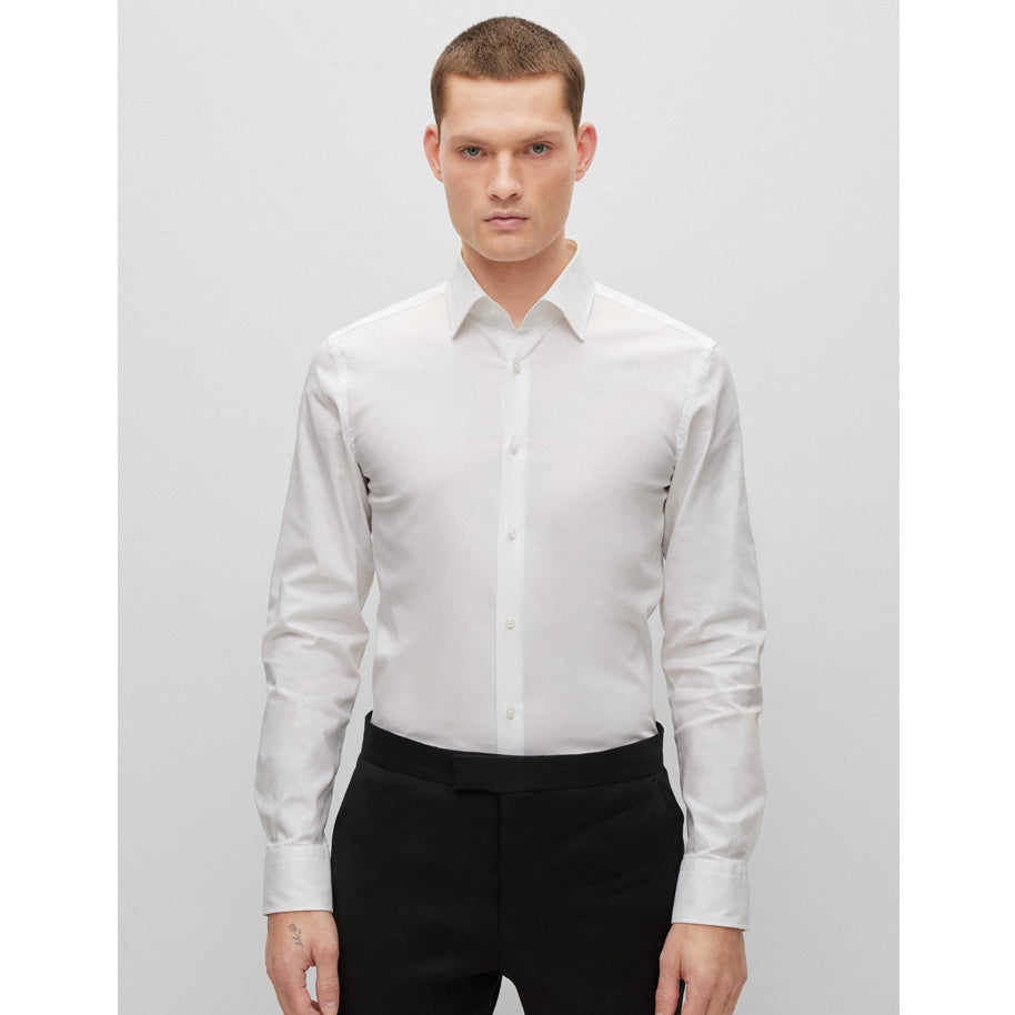 BOSS Men's Slim-Fit Shirt in Easy-Iron Stretch-Cotton Poplin in White 50469345-100