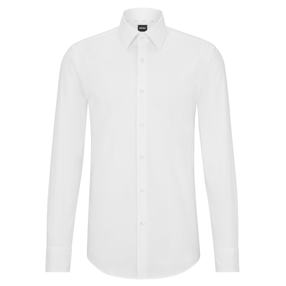 BOSS Men's Slim-Fit Shirt in Easy-Iron Stretch-Cotton Poplin in White 50469345-100