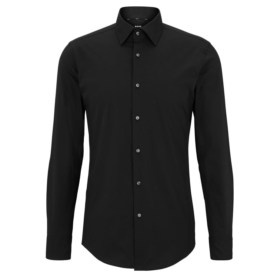BOSS Men's Slim-Fit Shirt in Easy-Iron Stretch-Cotton Poplin in Black 50469345-001