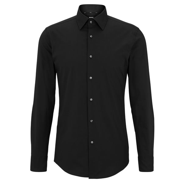 BOSS Men's Slim-Fit Shirt in Easy-Iron Stretch-Cotton Poplin in Black  50469345-001