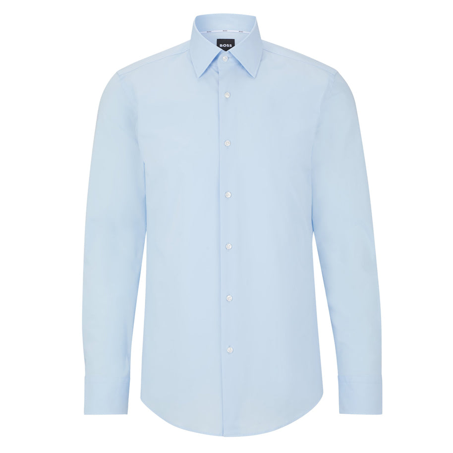 BOSS Men's Slim-Fit Shirt in Easy-Iron Stretch-Cotton Poplin in Light Blue 50469345-452