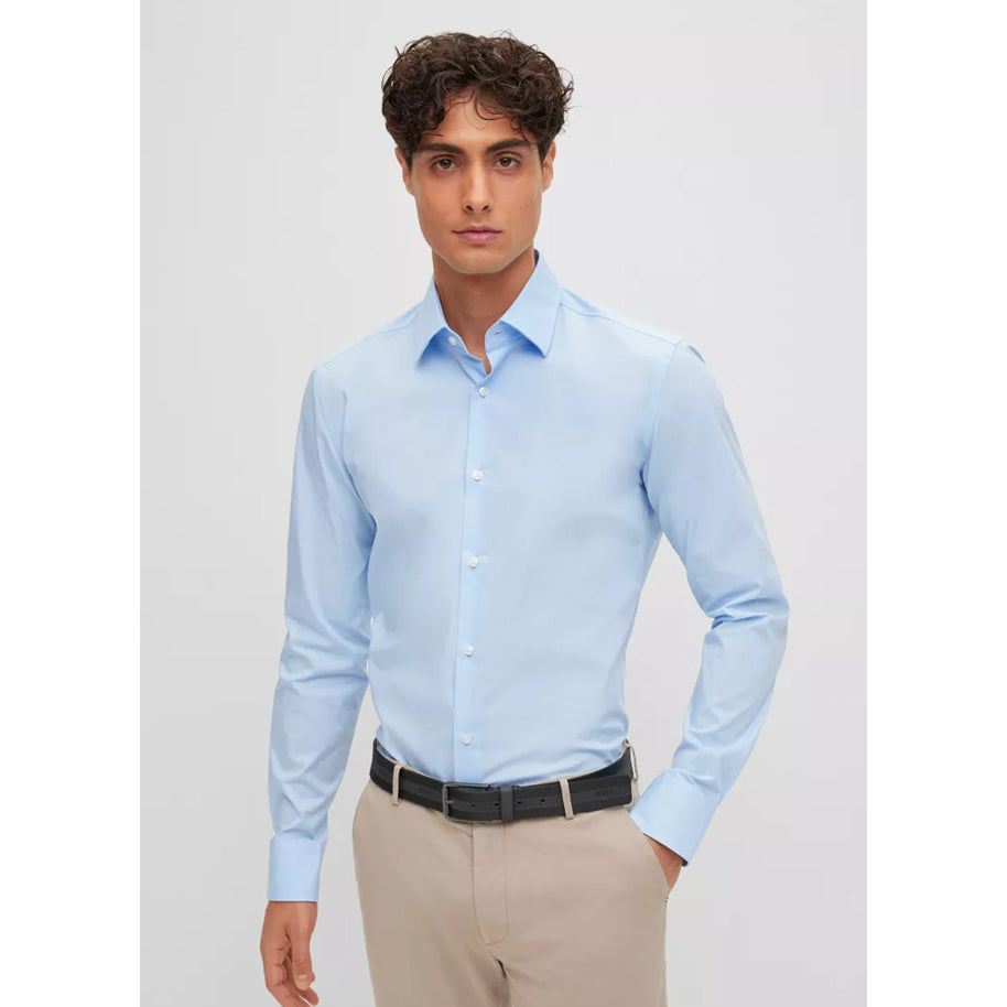 BOSS Men's Slim-Fit Shirt in Easy-Iron Stretch-Cotton Poplin in Light Blue 50469345-452