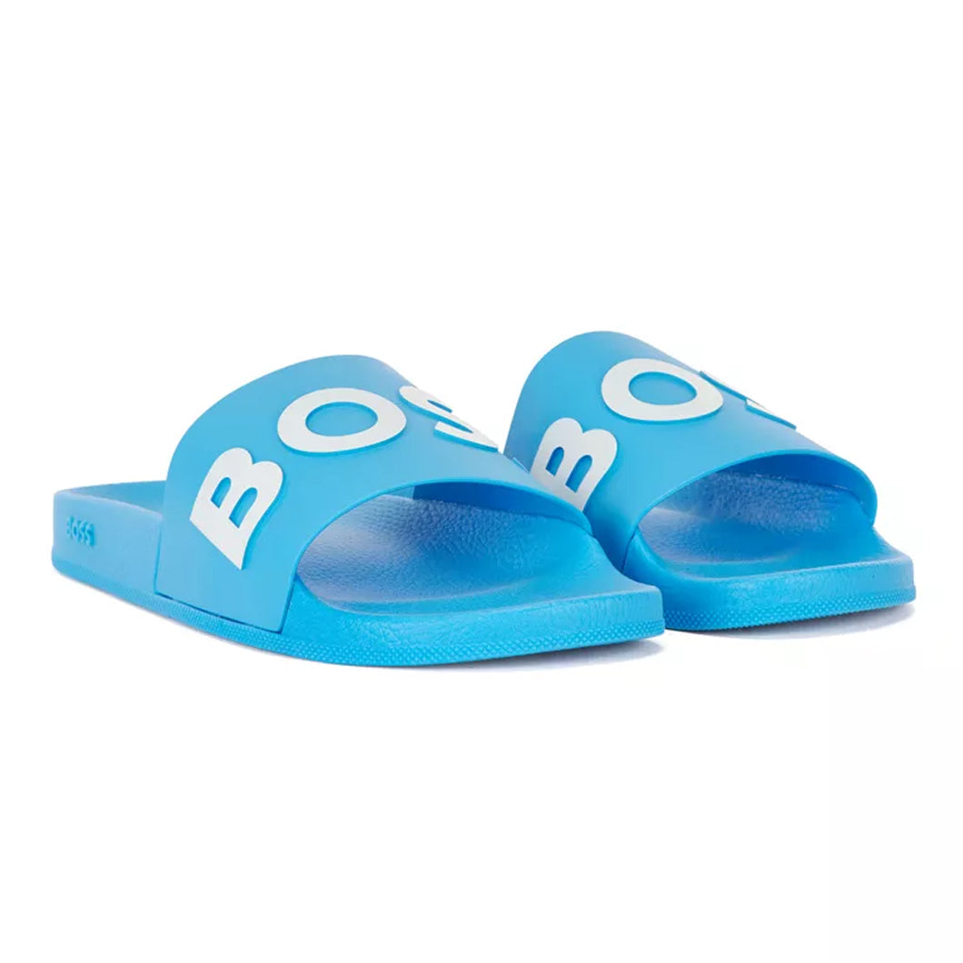 サンダル BOSS Men Sandals Blue 50536835 405 HUGO - Logo sandals with double touch-closure straps - Dark Blue