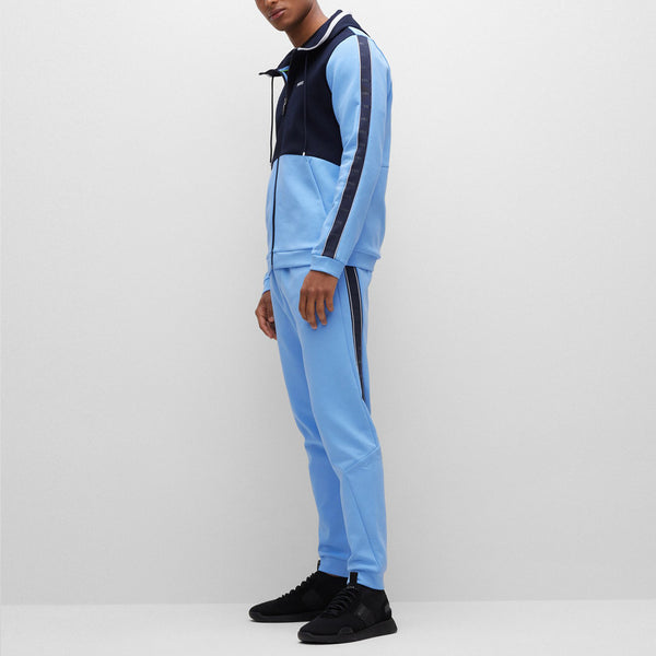 BOSS Men's Cotton-Blend Track Suit with Logo Tape in Light Blue and Navy 50477026-439