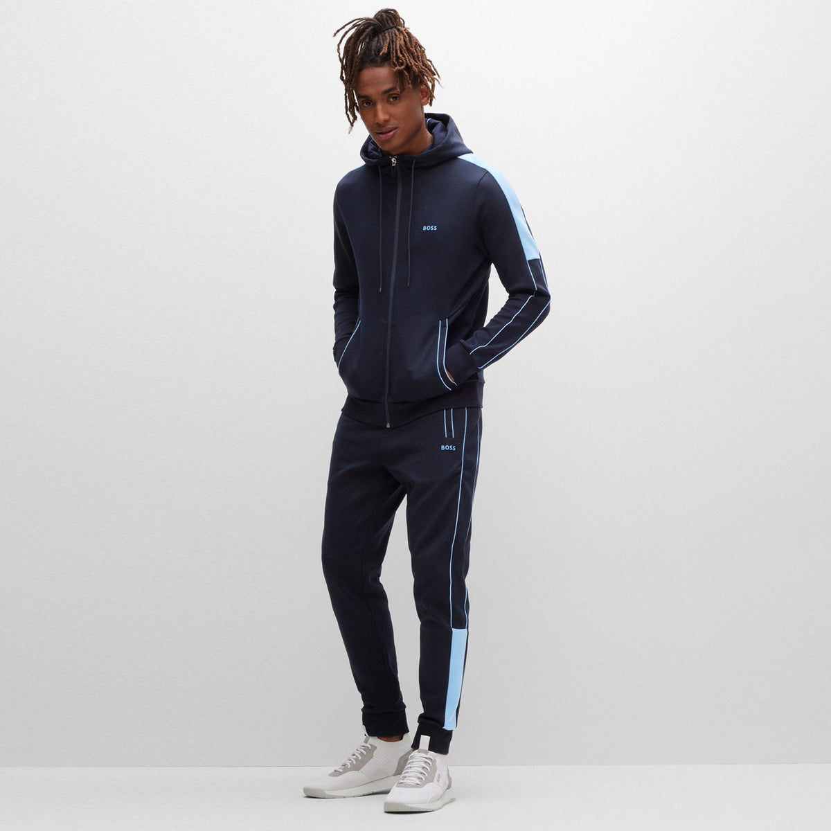 BOSS Men's Cotton-Blend Track Suit with Piping and Logos 50477193-402