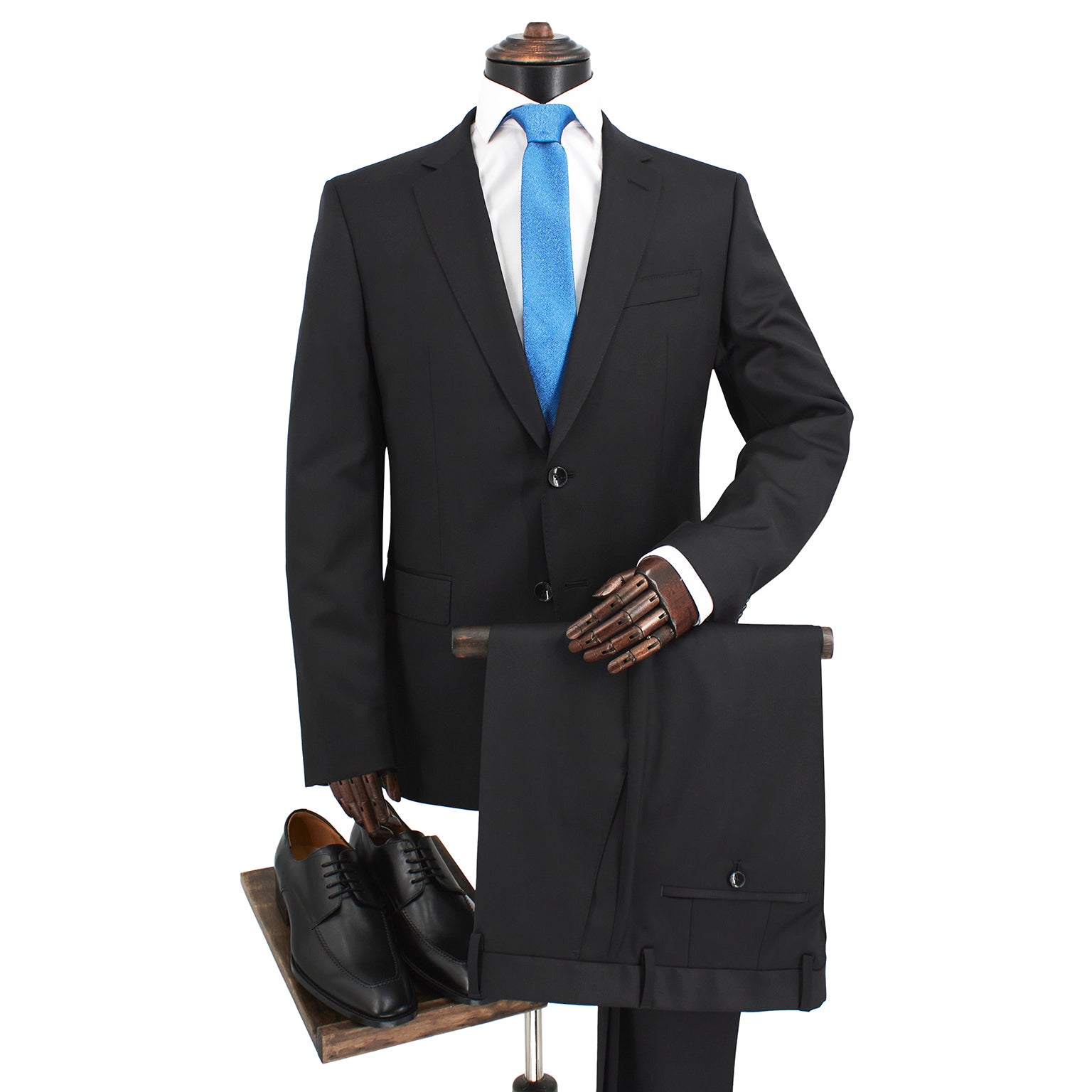 Slim-fit three-piece suit in stretch virgin wool