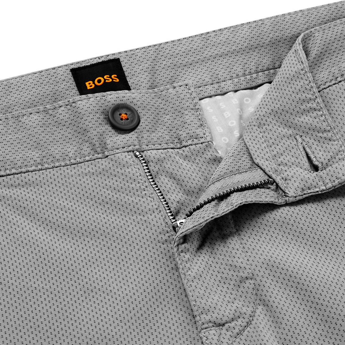 BOSS Men's Slim-Fit Trousers in Printed Stretch-Cotton Twill in Gray 50489107-029