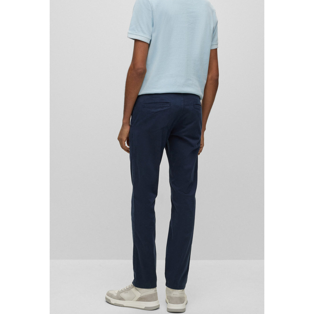 BOSS Men's Slim-Fit Trousers in Printed Stretch-Cotton Twill in Dark Blue 50489107-404