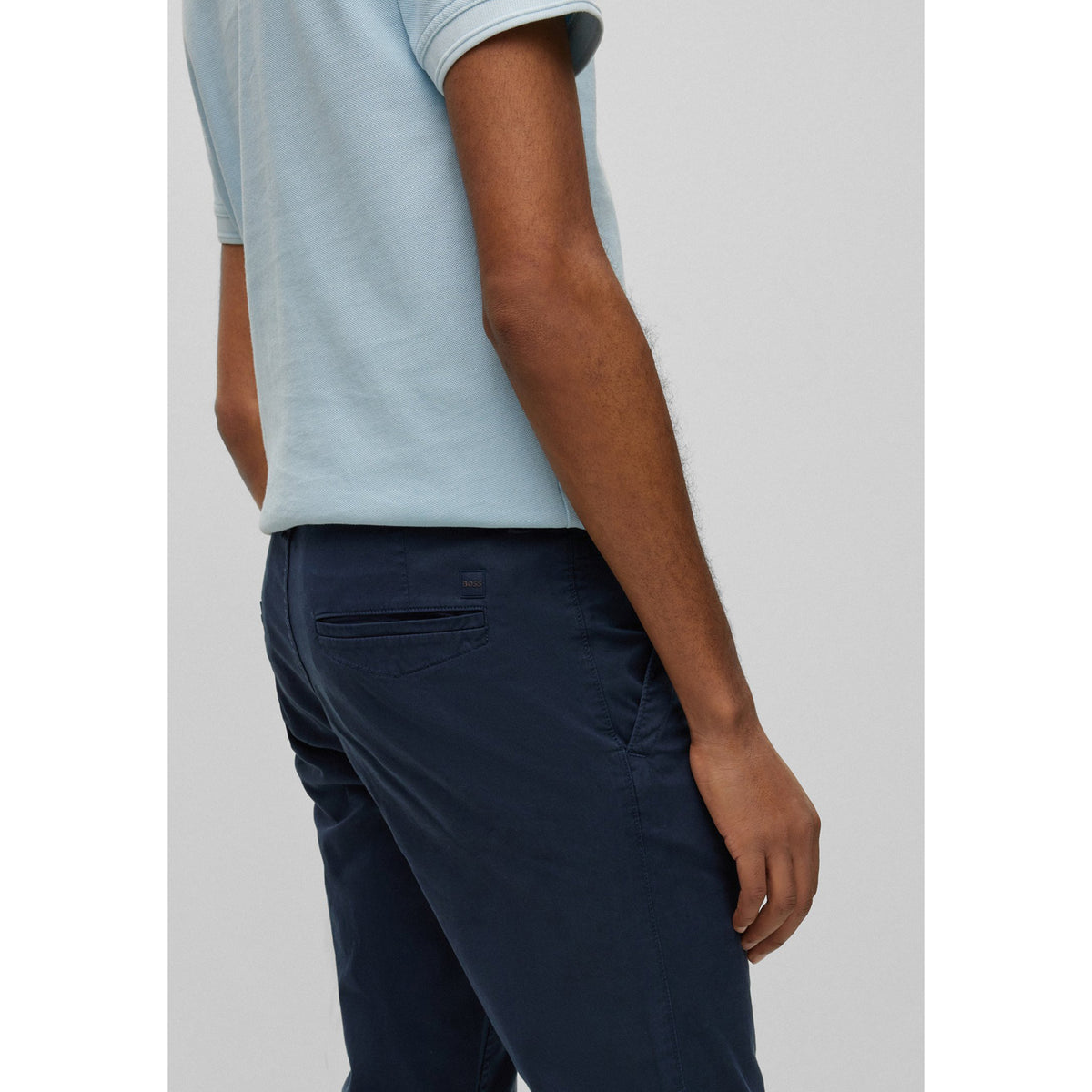 BOSS Men's Slim-Fit Trousers in Printed Stretch-Cotton Twill in Dark Blue 50489107-404