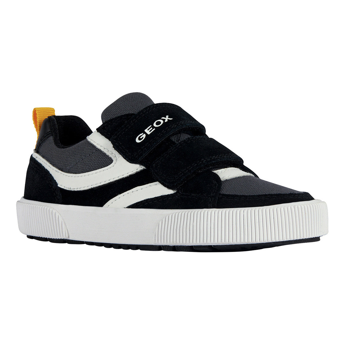 Geox Alphabeet Boy Velcro Sneaker in Black/White J35HLC-02210-C0127