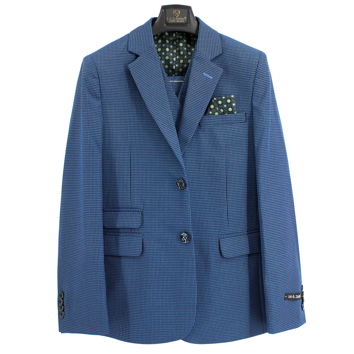Leo & Zachary Boys' Blue Birdseye Suit BLZ5425