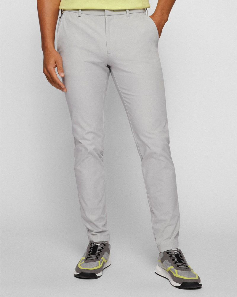 BOSS Men's Slim-Fit Trousers with Front Pleats in a Cotton Blend in Light Grey 50468249-050
