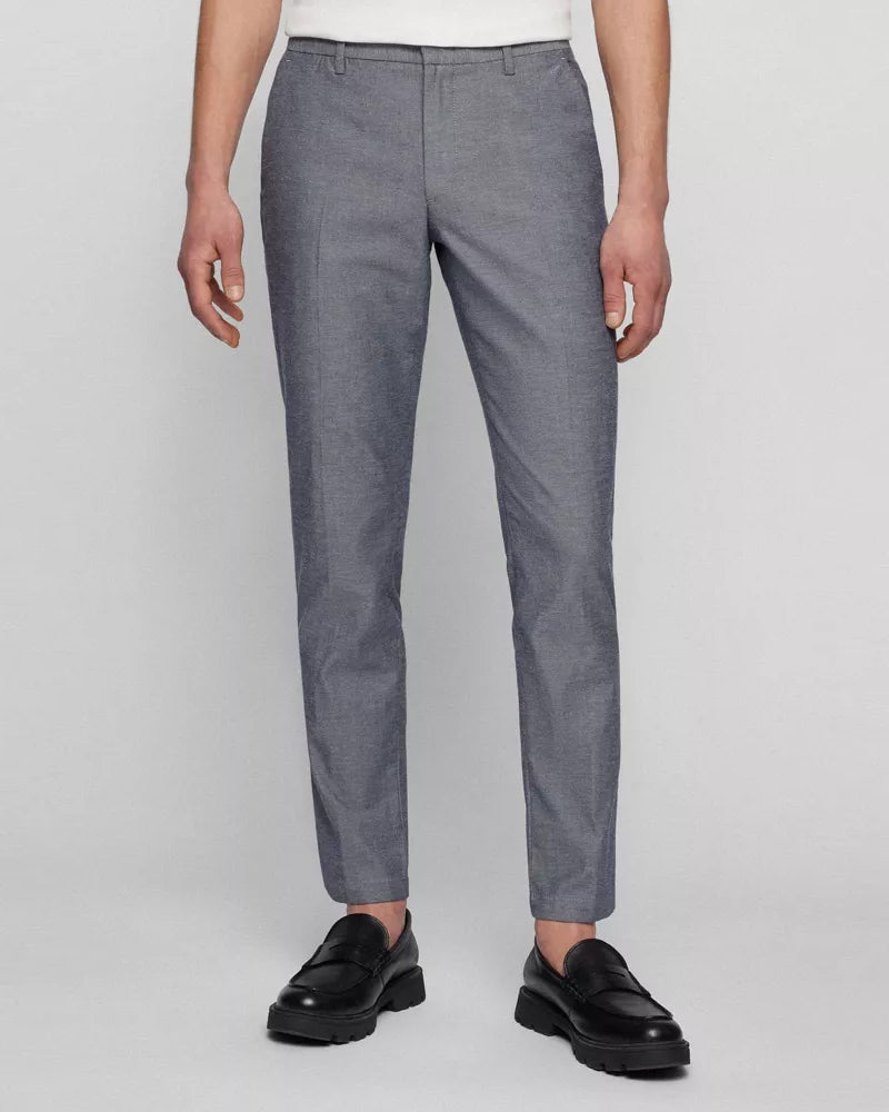 BOSS Men's Kaito Slim-Fit Chinos in a Patterned Cotton Blend in Light Grey 50466474-001