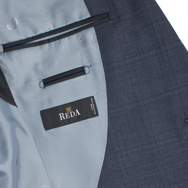 Bartorelli Italian-Made 100% Wool 2-Piece Blue Windowpane Suit