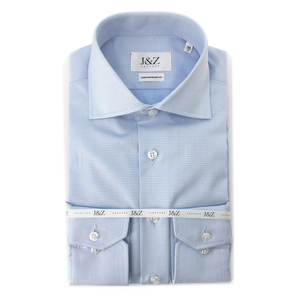 J&Z Couture Blue Button Down Dress Shirt, Duke (100% Cotton)