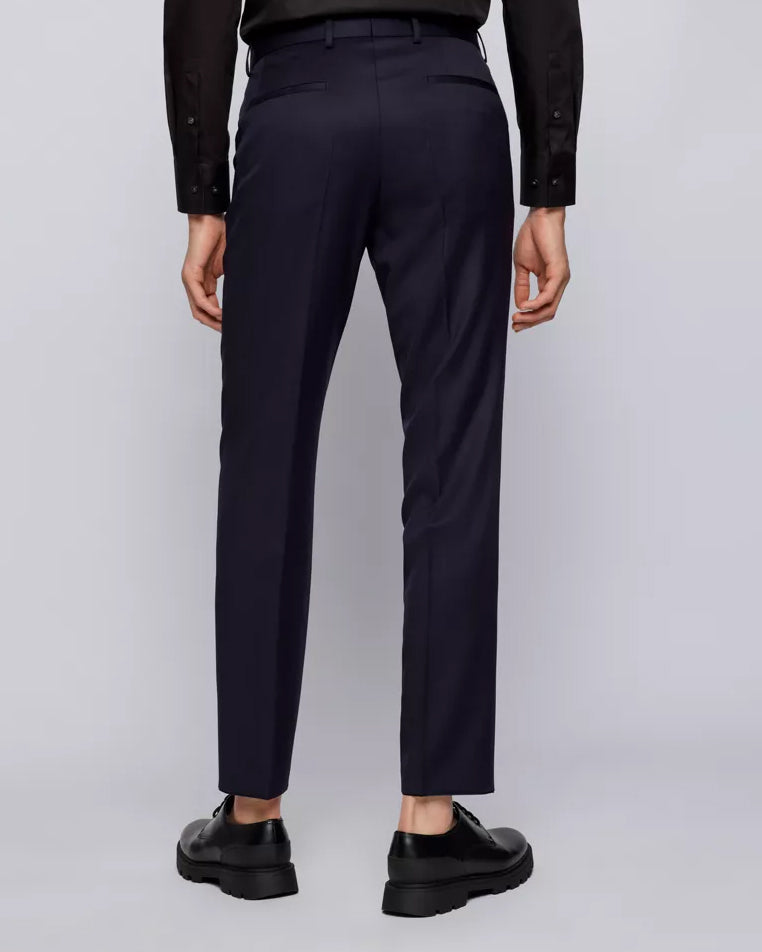 BOSS Men's Formal Trousers in Virgin-Wool Serge in Dark Blue 50469174-401
