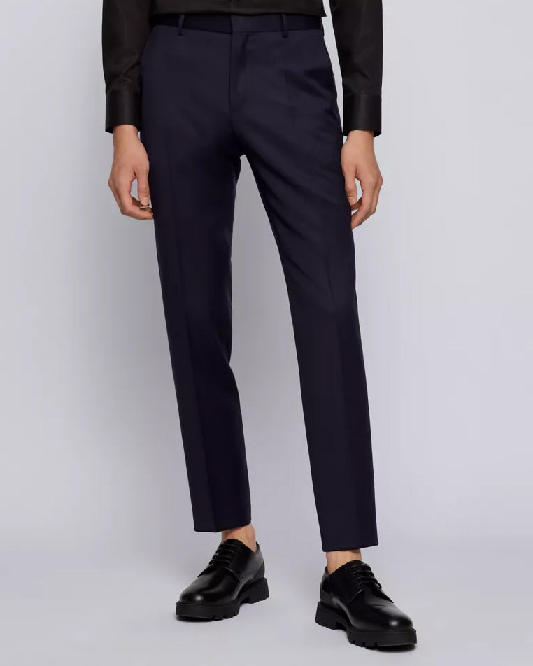 BOSS Men's Formal Trousers in Virgin-Wool Serge in Dark Blue 50469174-401