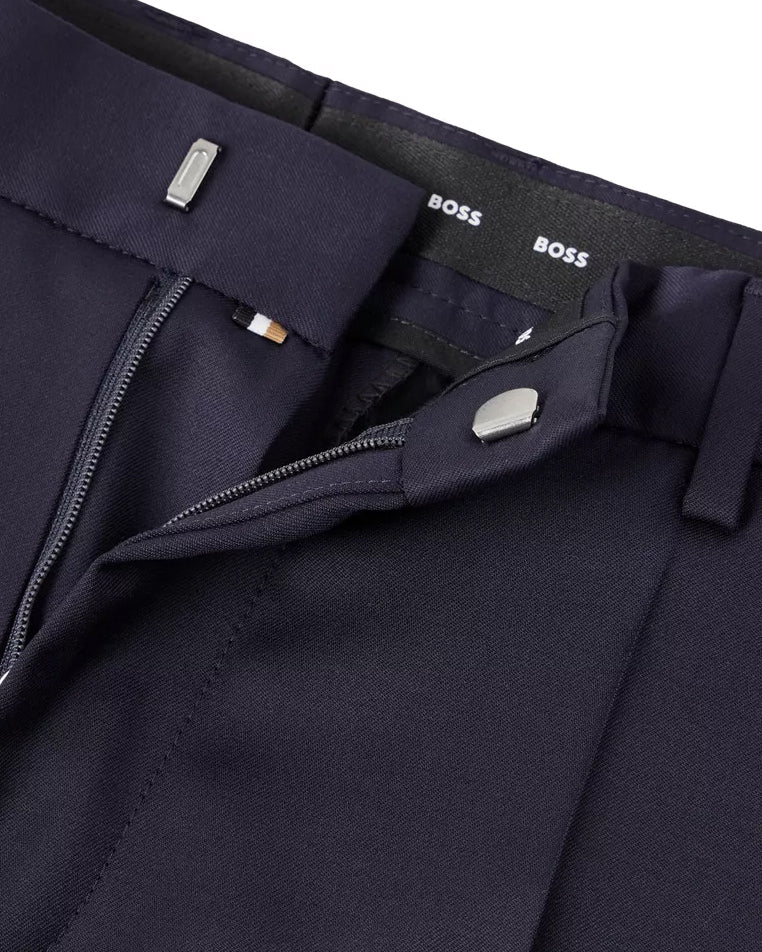 BOSS Men's Formal Trousers in Virgin-Wool Serge in Dark Blue 50469174-401