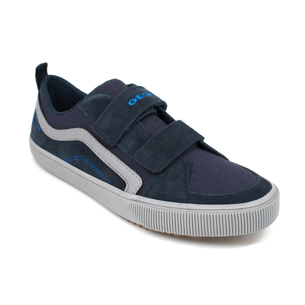 Geox Boys' J Alonisso Suede & Canvas Sneaker in Navy/Gray J152CA-02210